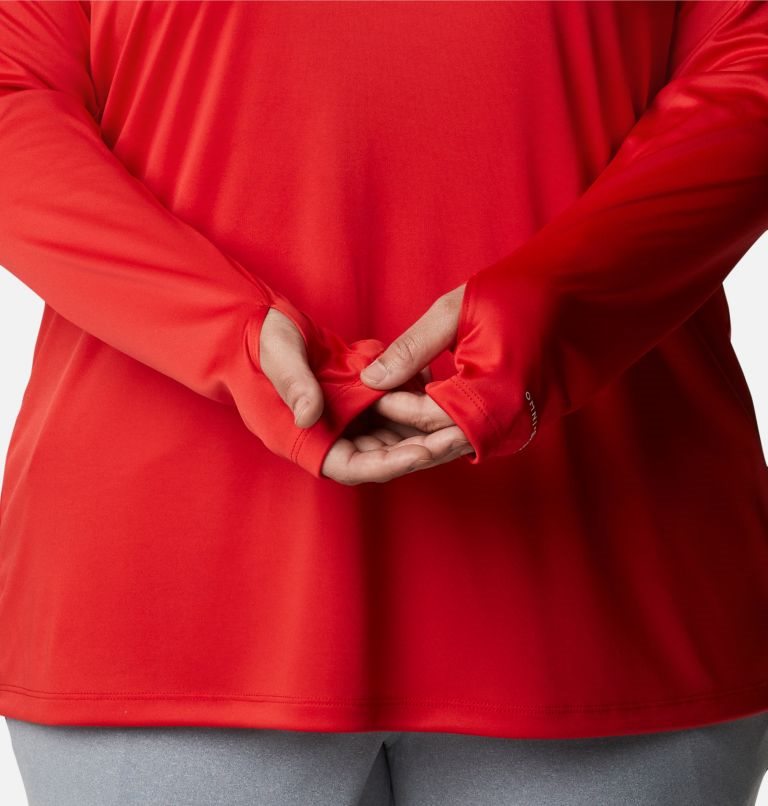 Women's Columbia PFG Tidal Tee Hoodie Red | Plus Size CA-HC4LA